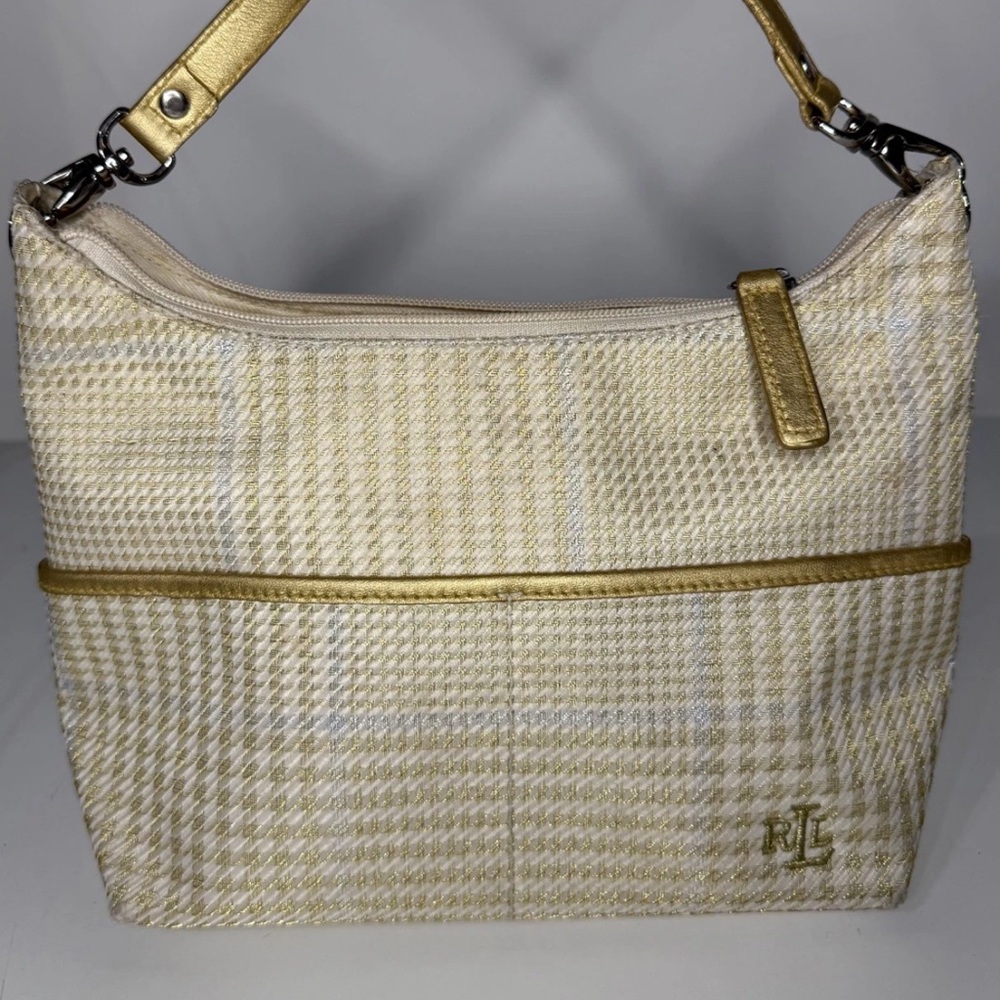 Ralph Lauren Beige & Gold Houndstooth
Boucle Handbag